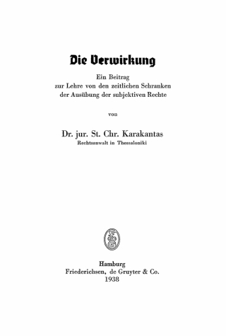 Cover image: Die Verwirkung 1st edition 9783112453735