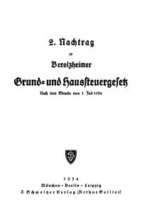 Cover image: 2. Nachtrag zu Grund- und Haussteuergesetz 1st edition 9783112453834