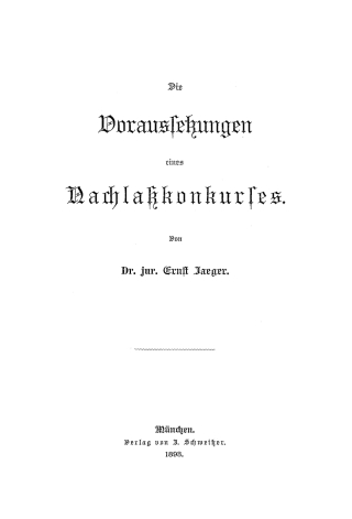 Cover image: Die Voraussetzungen eines Nachlaßkonkurses 1st edition 9783112454091