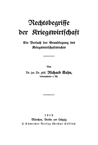 Imagen de portada: Rechtsbegriffe der Kriegswirtschaft 1st edition 9783112454190