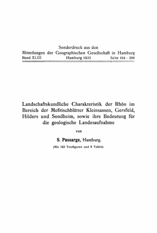 Cover image: Landschaftskundliche Charakteristik der Rhön im Bereich der Meßtischblätter Kleinsassen, Gersfeld, Hilders und Sondheim, sowie ihre Bedeutung für die geologische Landesaufnahme 1st edition 9783112454275