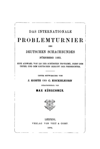 Imagen de portada: Das Internationale Problemturnier des Deutschen Schachbundes, Nürnberg 1883 1st edition 9783112454794