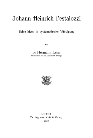 Cover image: Johann Heinrich Pestalozzi 1st edition 9783112455234