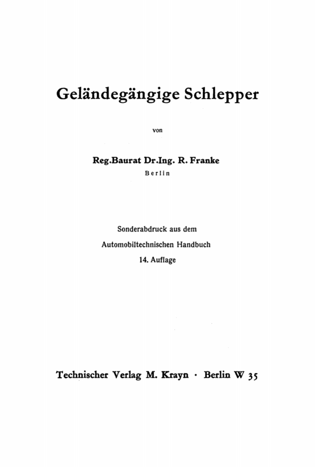 Geländegängige Schlepper 1st Edition