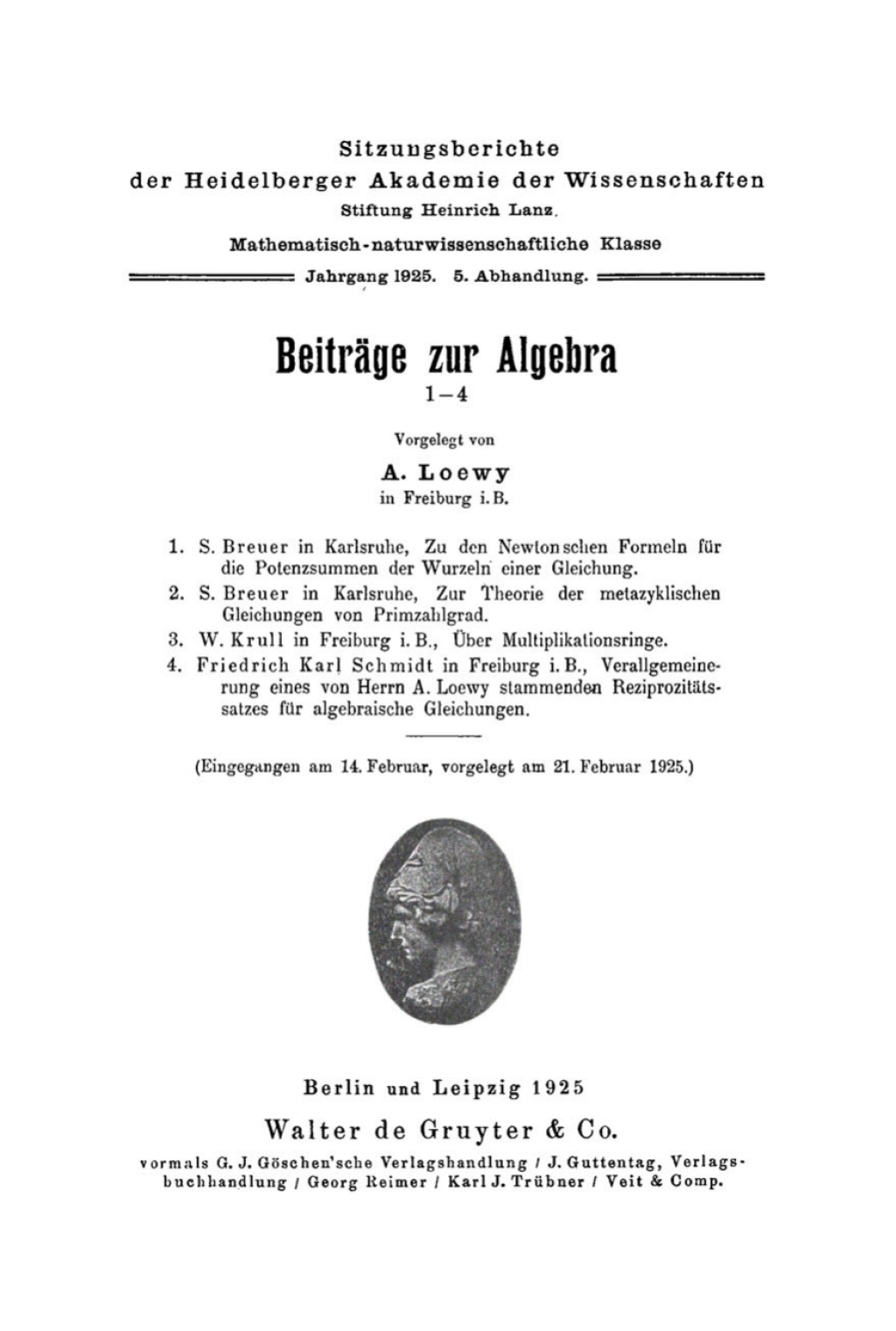Beiträge zur Algebra 1st Edition