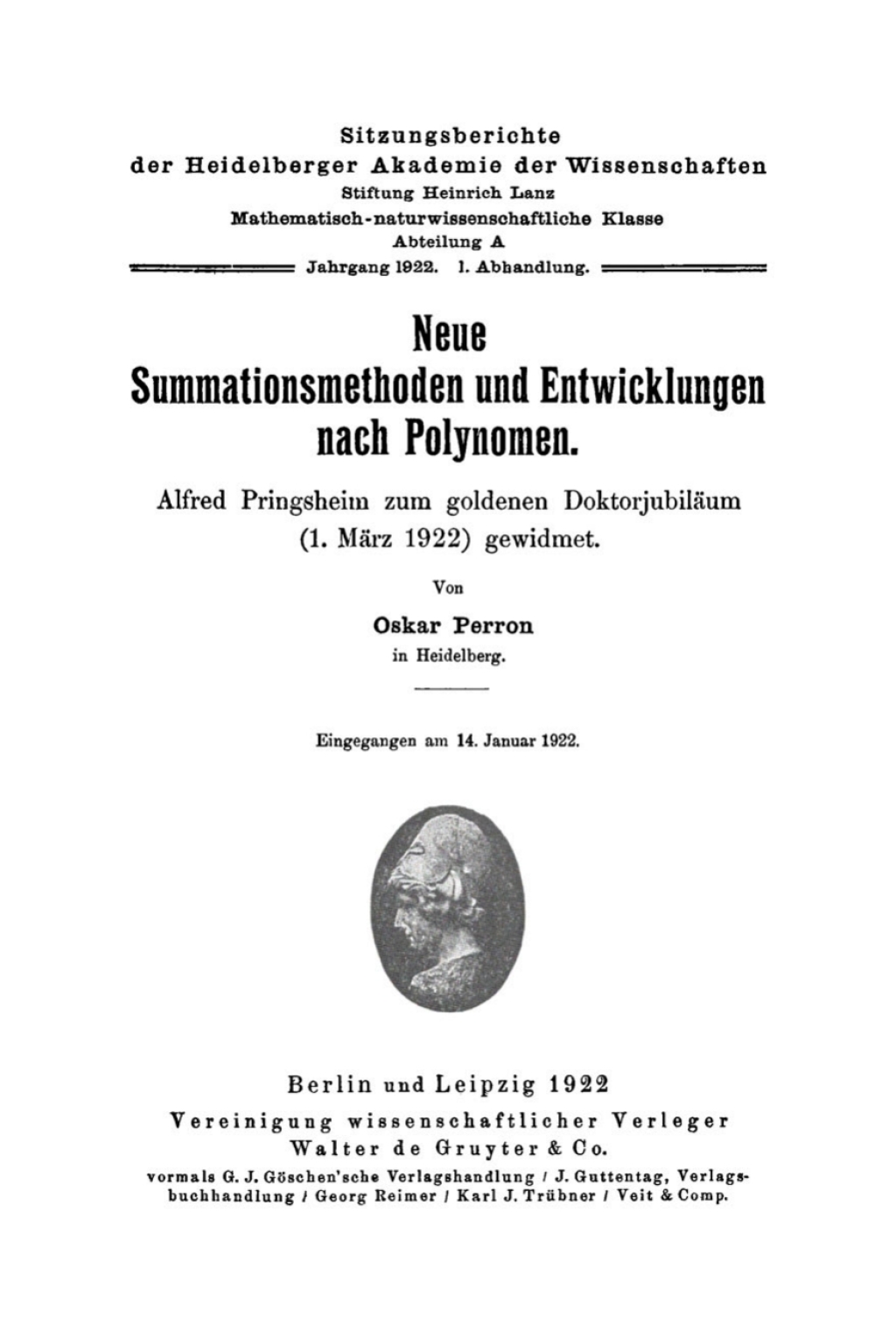 Neue Summationsmethoden und Entwicklungen nach Polynomen 1st Edition