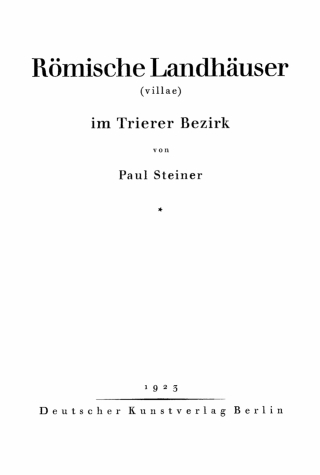 Imagen de portada: Römische Landhäuser (villae) im Trierer Bezirk 1st edition 9783112459515