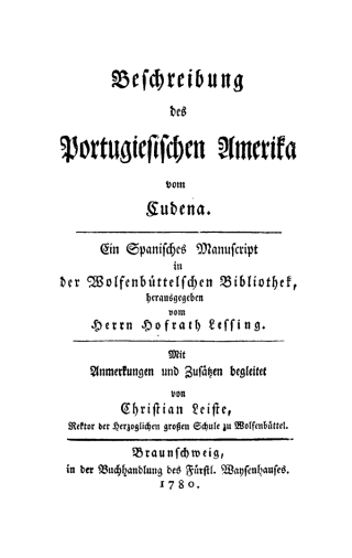 Cover image: Beschreibung des portugiesischen Amerika vom Cudena 1st edition 9783112461938