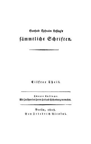 Imagen de portada: Gotthold Ephraim Lessing: Gotthold Ephraim Lessings Sämmtliche Schriften. Teil 11 1st edition 9783112462157