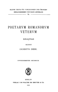 Cover image: Poetarum Romanorum veterum reliquiae 1st edition 9783112463031