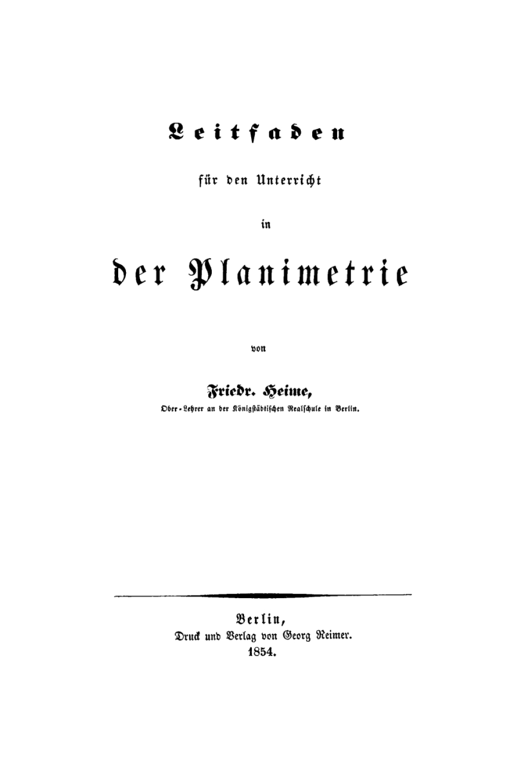 Leitfaden für den Unterricht der Planimetrie 1st Edition