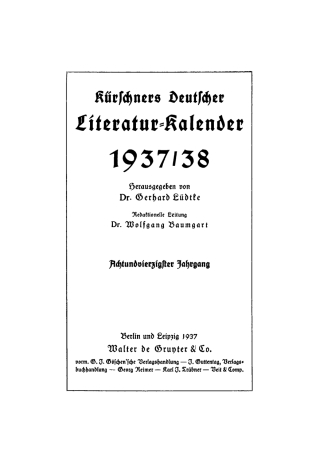 Imagen de portada: 1937/1938 1st edition 9783112467176