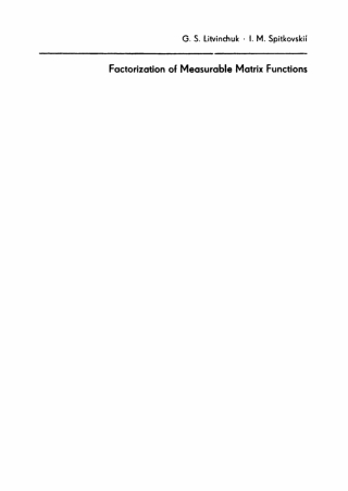 Cover image: Factorization of Measurable Matrix Functions 1st edition 9783112471715
