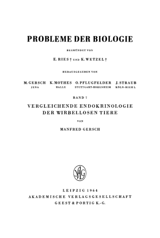 Imagen de portada: Vergleichende Endokrinologie der Wirbellosen Tiere 1st edition 9783112472613