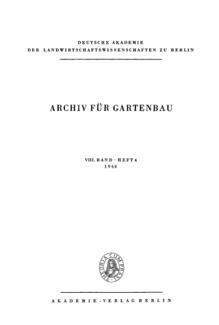 Imagen de portada: 1960 1st edition 9783112475775