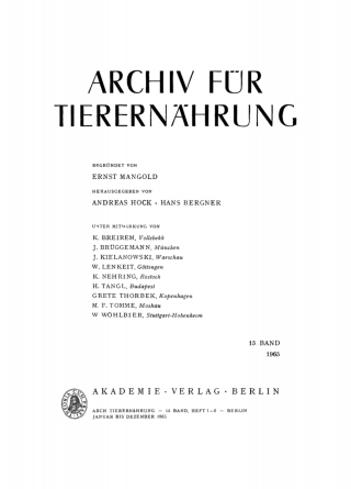 Titelbild: Archiv für Tierernährung. Band 15, Heft 1–6 1st edition 9783112477311