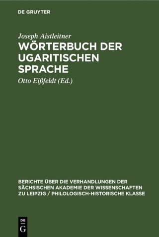 Cover image: Wörterbuch der ugaritischen Sprache 4th edition 9783112477595