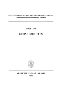 Imagen de portada: Kleine Schriften 1st edition 9783112478417