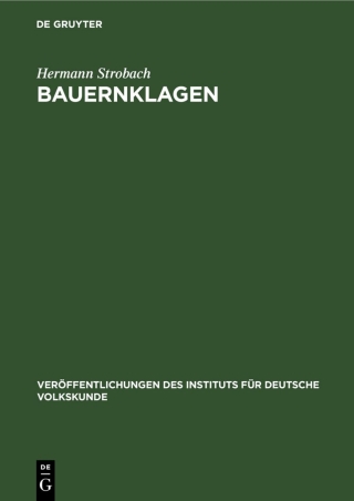 Imagen de portada: Bauernklagen 1st edition 9783112478738