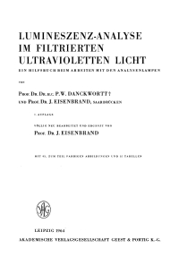 صورة الغلاف: Lumineszenz-Analyse im filtrierten ultravioletten Licht 7th edition 9783112480496