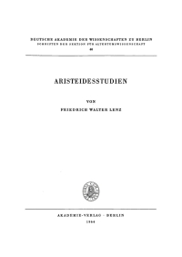 Cover image: Aristeidesstudien 1st edition 9783112481912