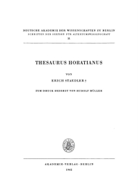 صورة الغلاف: Thesaurus Horatianus 1st edition 9783112481950