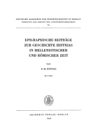 Cover image: Epigraphische Beiträge zur Geschichte Histrias in hellenistischer und römischer Zeit 1st edition 9783112482032