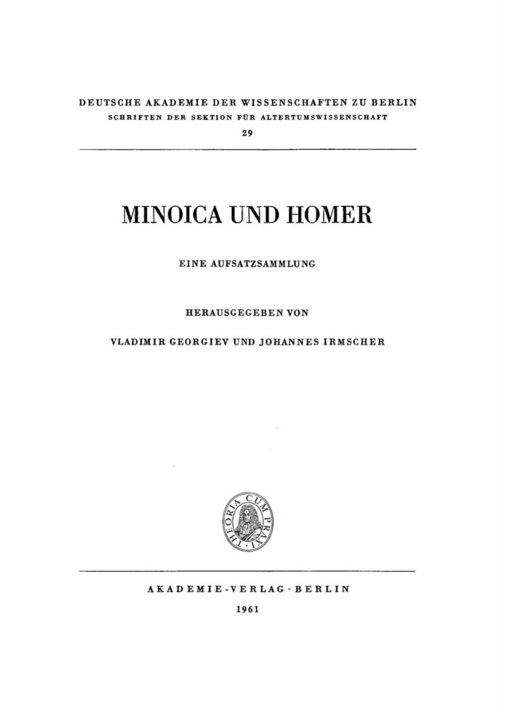 Minoica und Homer 1st Edition