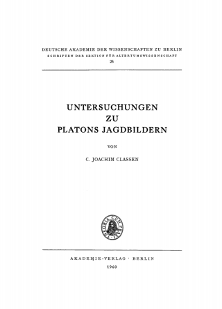 Cover image: Untersuchungen zu Platons Jagdbildern 1st edition 9783112482179
