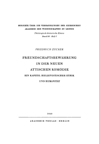 Imagen de portada: Freundschaftsbewährung in der neuen attischen Komödie 1st edition 9783112482315