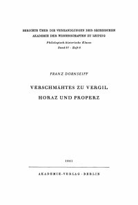 Immagine di copertina: Verschmähtes zu Vergil, Horaz und Properz 1st edition 9783112482513