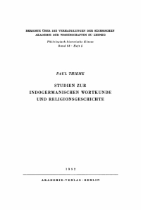 Imagen de portada: Studien zur indogermanischen Wortkunde und Religionsgeschichte 1st edition 9783112482599