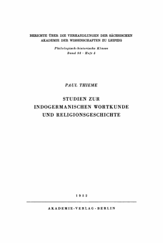 Cover image: Studien zur indogermanischen Wortkunde und Religionsgeschichte 1st edition 9783112482599