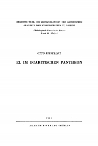 Cover image: El im ugaritischen Pantheon 1st edition 9783112482612
