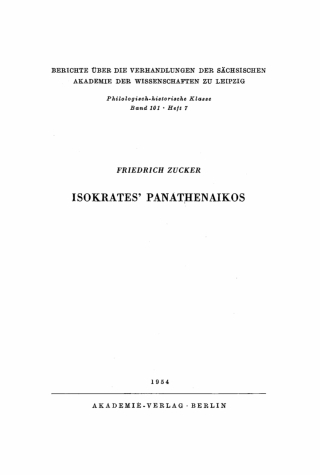 Cover image: Isokrates’ Panathenaikos 1st edition 9783112482919