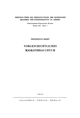 Cover image: Vorgeschichtliches Maskenbrauchtum 1st edition 9783112482933