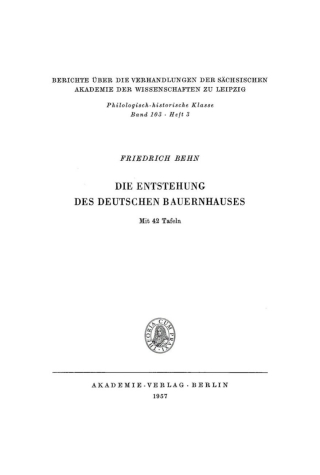 Cover image: Die Entstehung des Deutschen Bauernhauses 1st edition 9783112483251