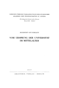 Cover image: Vom Ursprung der Universität im Mittelalter 1st edition 9783112483275