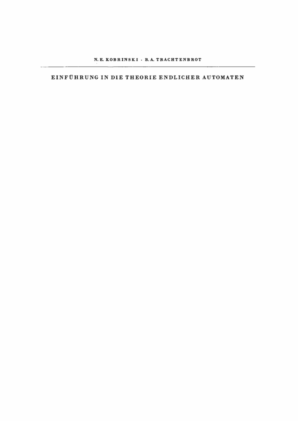 Einführung in die Theorie endlicher Automaten 1st Edition