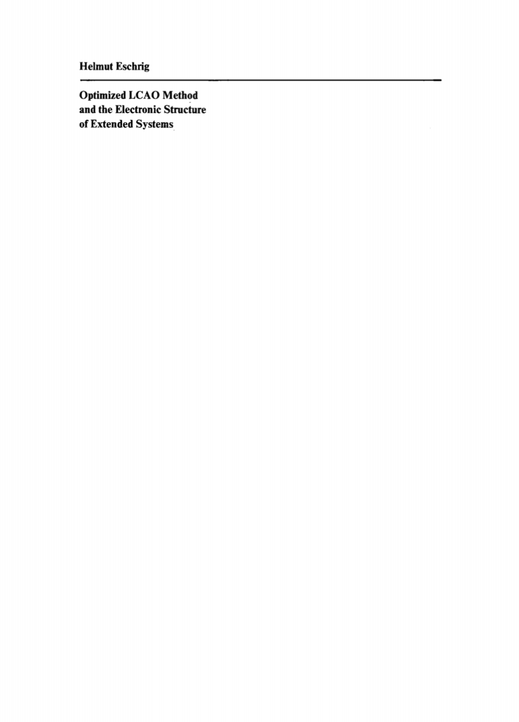 Optimized LCAO Method and the Electronic Structure of Extended Systems 1st Edition