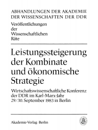 Omslagafbeelding: Leistungssteigerung der Kombinate und ökonomische Strategie 1st edition 9783112483572