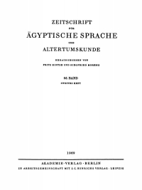 Imagen de portada: Zeitschrift für Ägyptische Sprache und Altertumskunde. Band 95, Heft 2 1st edition 9783112487594