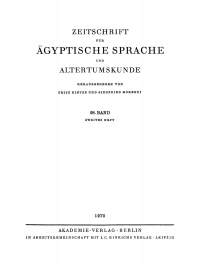 Cover image: Zeitschrift für Ägyptische Sprache und Altertumskunde. Band 98, Heft 2 1st edition 9783112487693