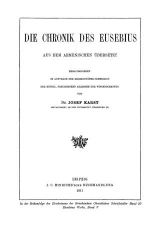 Cover image: Die Chronik des Eusebius 1st edition 9783112489857
