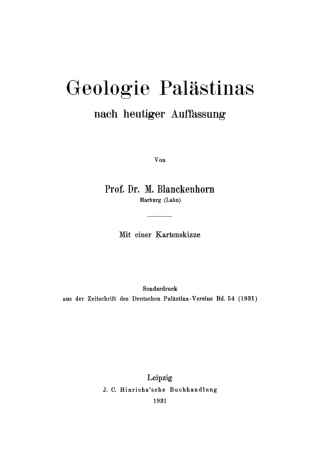 Cover image: Geologie Palästinas nach heutiger Auffassung 1st edition 9783112491430