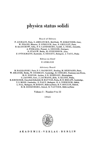 Imagen de portada: 1963 1st edition 9783112497197