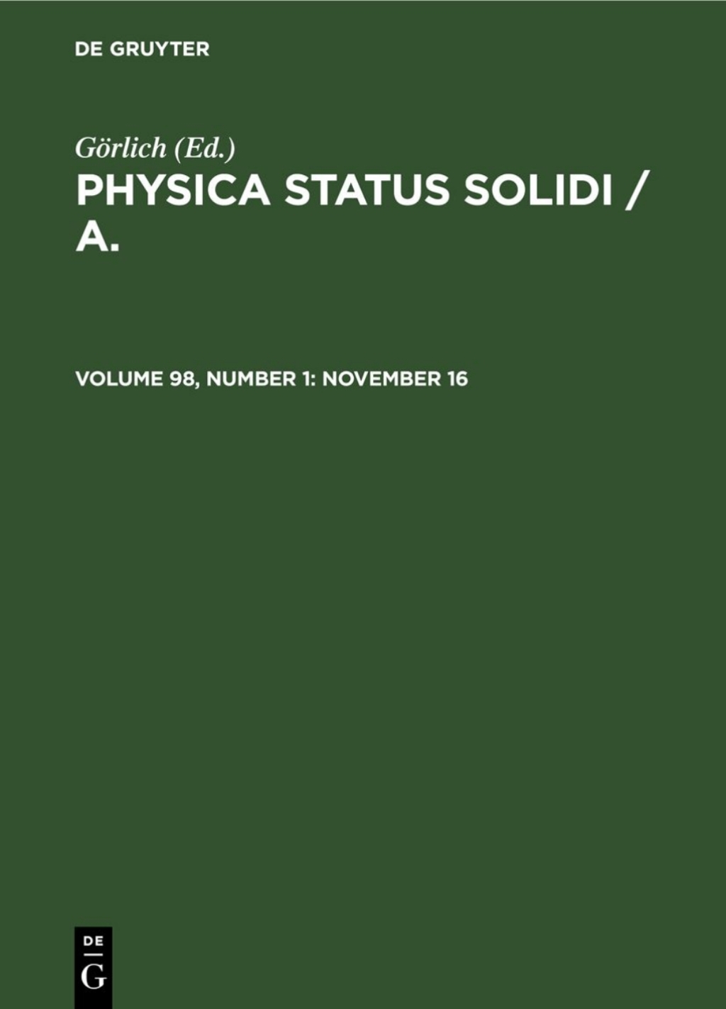 November 16 1st Edition