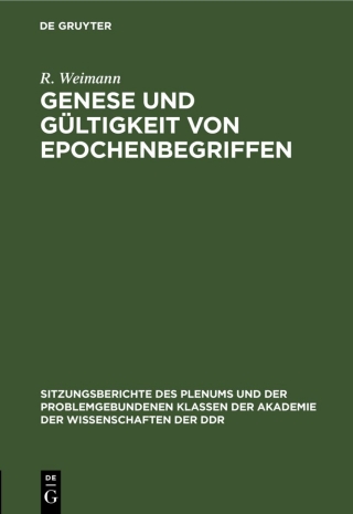 Imagen de portada: Genese und Gültigkeit von Epochenbegriffen 1st edition 9783112502730