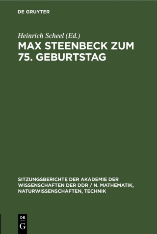 Cover image: Max Steenbeck zum 75. Geburtstag 1st edition 9783112503478