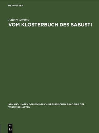 Cover image: Vom Klosterbuch des Sabusti 1st edition 9783112505533